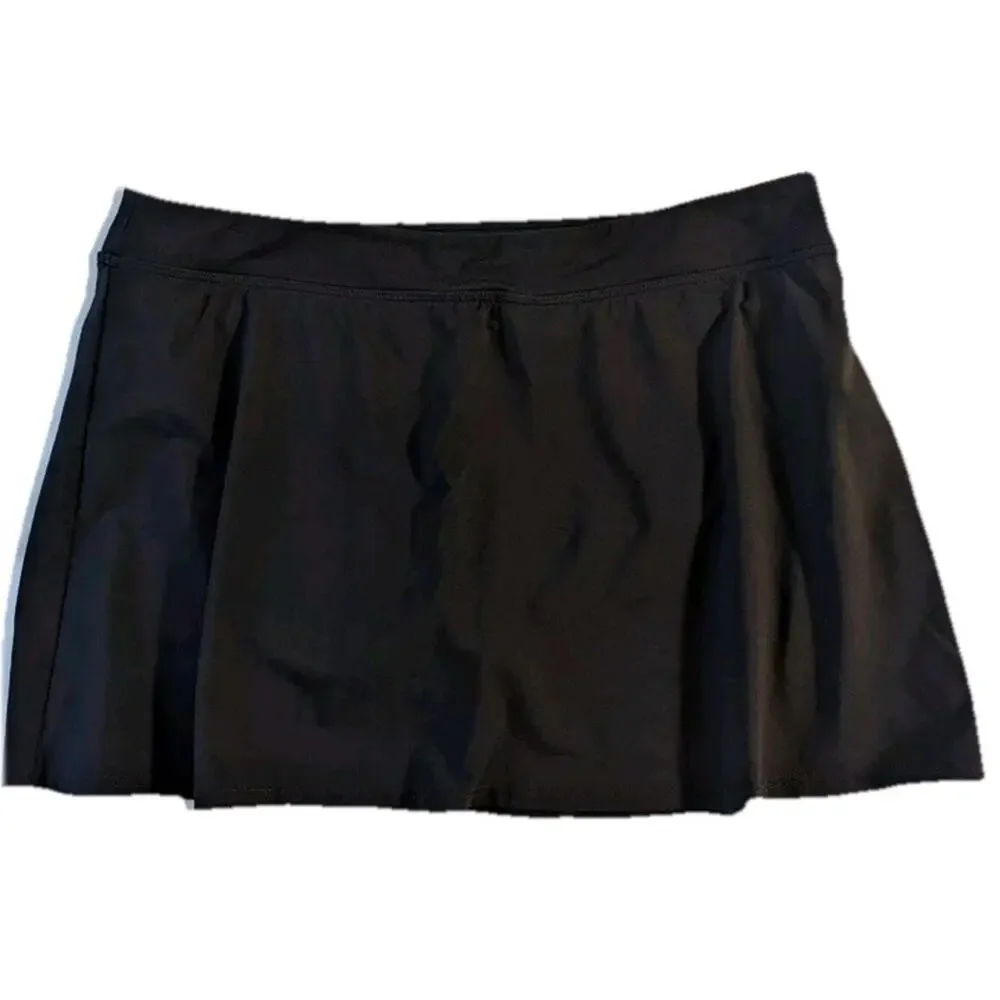 Lands’ End Skirt Skort Swim Wear Attached Brief Women’s Size 12 Black